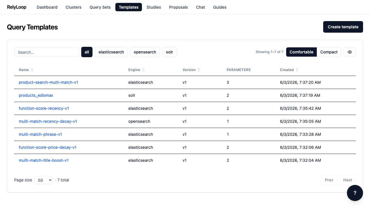Create a query template
