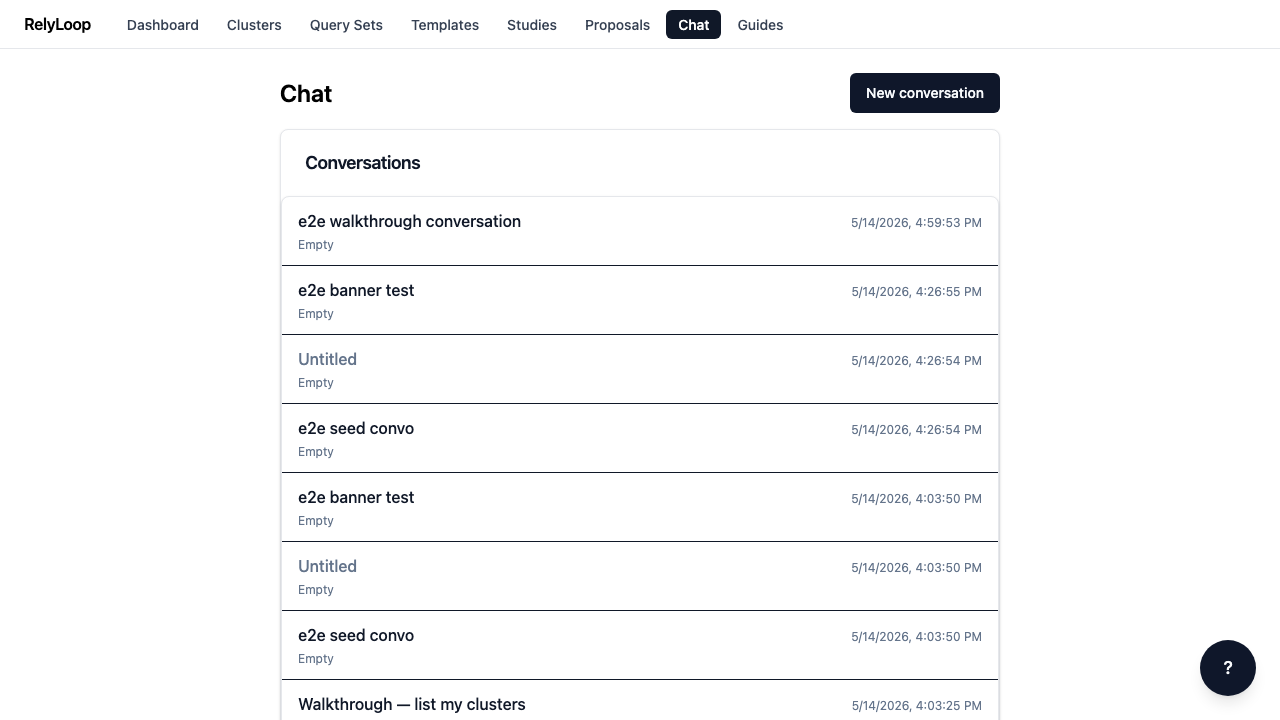 Chat shell — conversations + composer